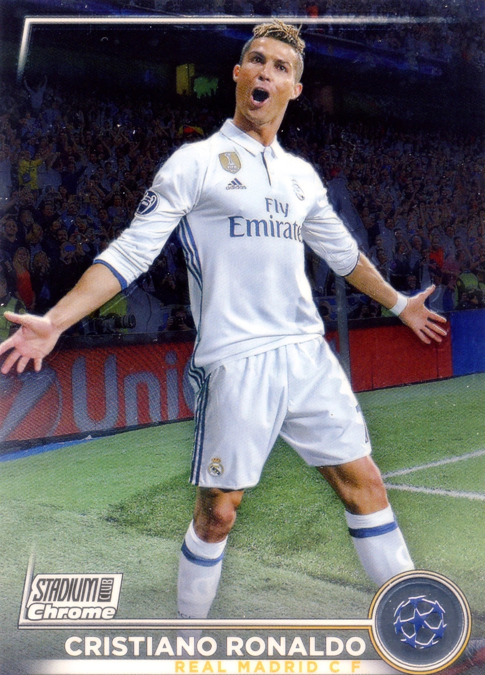 Cromo Trading Card Fútbol-Cristiano Ronaldo-Real Madrid CF-Topps Stadium Club Uefa Chrome 2022-2023-#007-Básico Parallel