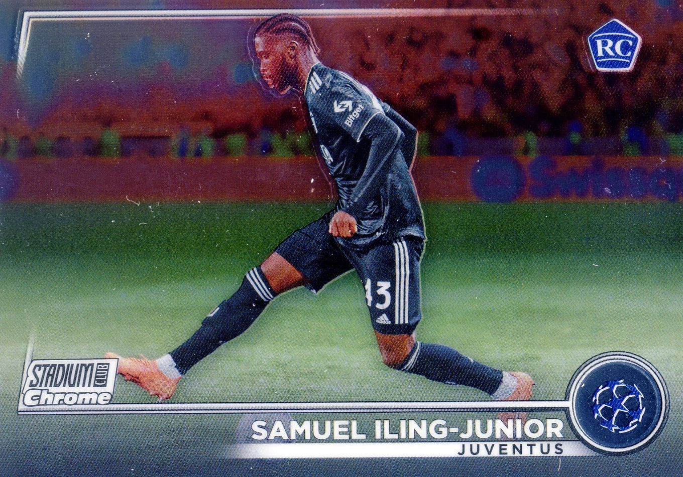 Cromo Trading Card Fútbol-Samuel Iling-Junior-Juventus-Topps Stadium Club Uefa Chrome 2022-2023-#012-Básico Parallel