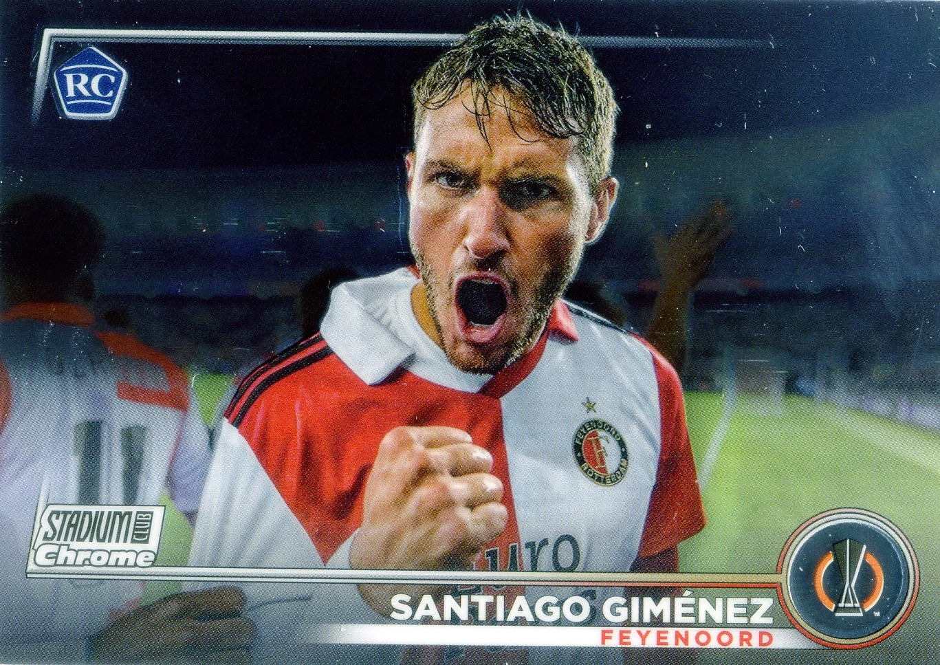 Cromo Trading Card Fútbol-Santiago Giménez-Feyenoord-Topps Stadium Club Uefa Chrome 2022-2023-#013-Básico Parallel