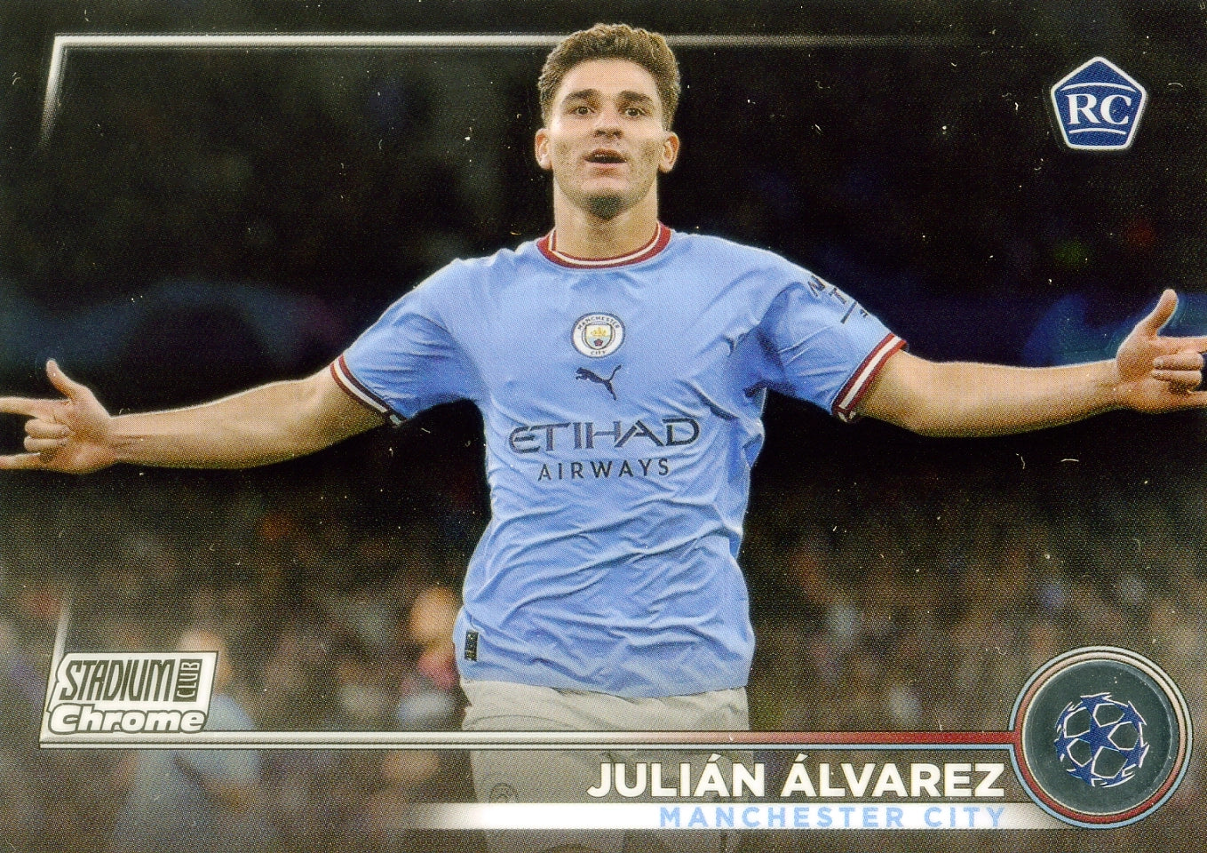 Cromo Trading Card Fútbol-Julián Álvarez-Manchester City-Topps Stadium Club Uefa Chrome 2022-2023-#014-Básico Parallel