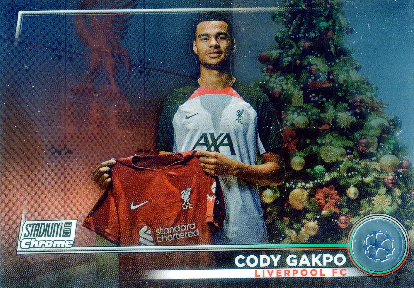Cromo Trading Card Fútbol-Cody Gakpo-Liverpool FC-Topps Stadium Club Uefa Chrome 2022-2023-#018-Básico Parallel