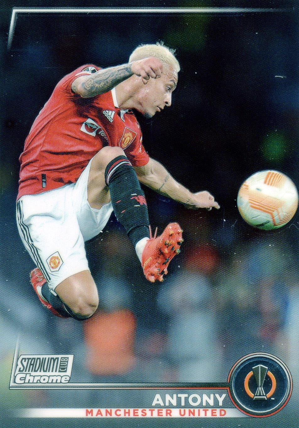 Cromo Trading Card Fútbol-Antony-Manchester United-Topps Stadium Club Uefa Chrome 2022-2023-#021-Básico Parallel
