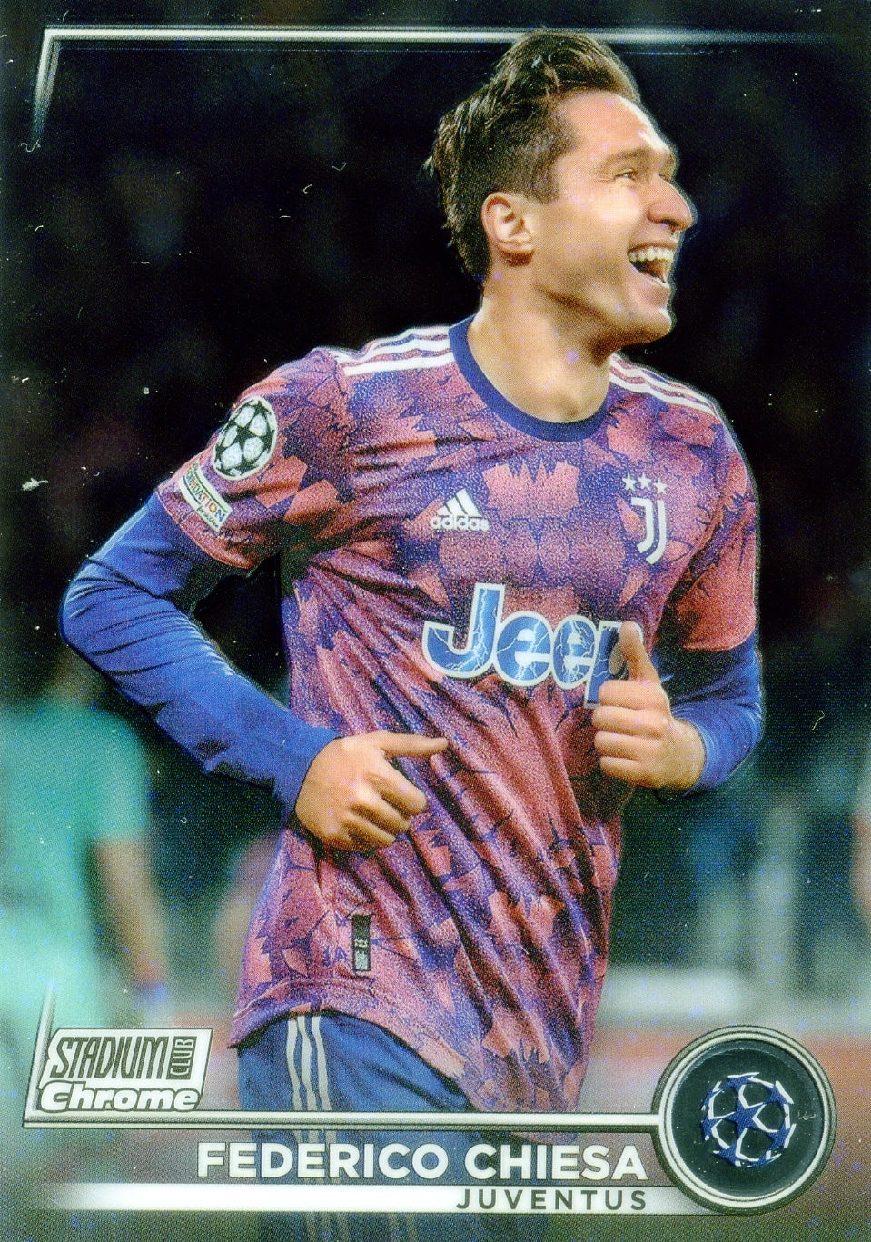 Cromo Trading Card Fútbol-Federico Chiesa-Juventus-Topps Stadium Club Uefa Chrome 2022-2023-#022-Básico Parallel