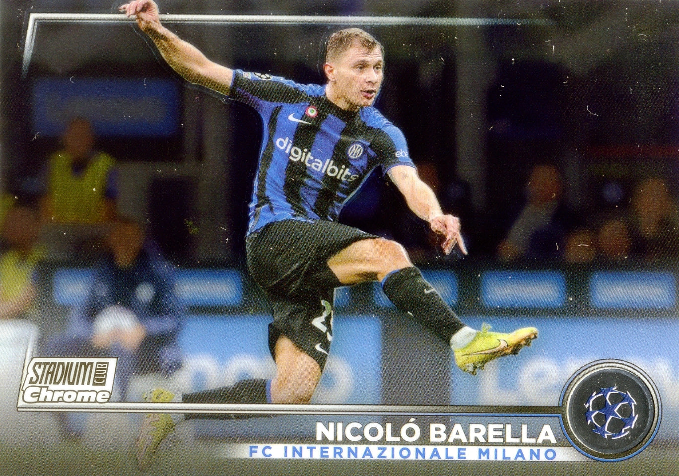 Cromo Trading Card Fútbol-Nicoló Barella-FC Internazionale Milano-Topps Stadium Club Uefa Chrome 2022-2023-#023-Básico Parallel