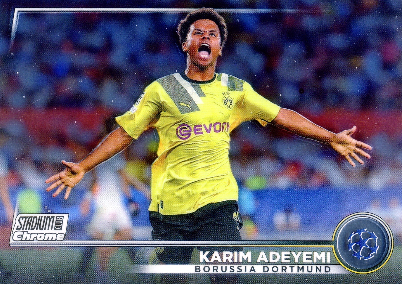 Cromo Trading Card Fútbol-Karim Adeyemi-Borussia Dortmund-Topps Stadium Club Uefa Chrome 2022-2023-#027-Básico Parallel