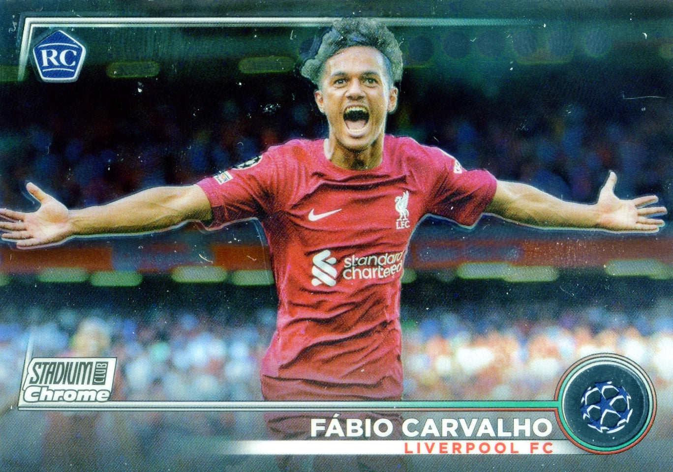 Cromo Trading Card Fútbol-Fábio Carvalho-Liverpool FC-Topps Stadium Club Uefa Chrome 2022-2023-#028-Básico Parallel