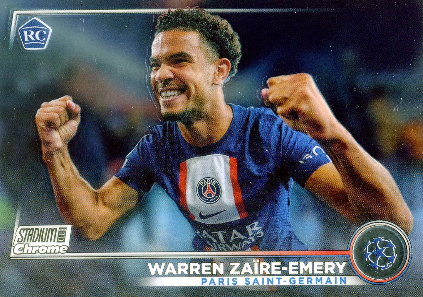 Cromo Trading Card Fútbol-Warren Zaïre-Emery-Paris Saint-Germain-Topps Stadium Club Uefa Chrome 2022-2023-#033-Básico Parallel