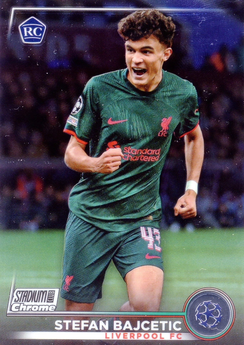 Cromo Trading Card Fútbol-Stefan Bajcetic-Liverpool FC-Topps Stadium Club Uefa Chrome 2022-2023-#043-Básico Parallel