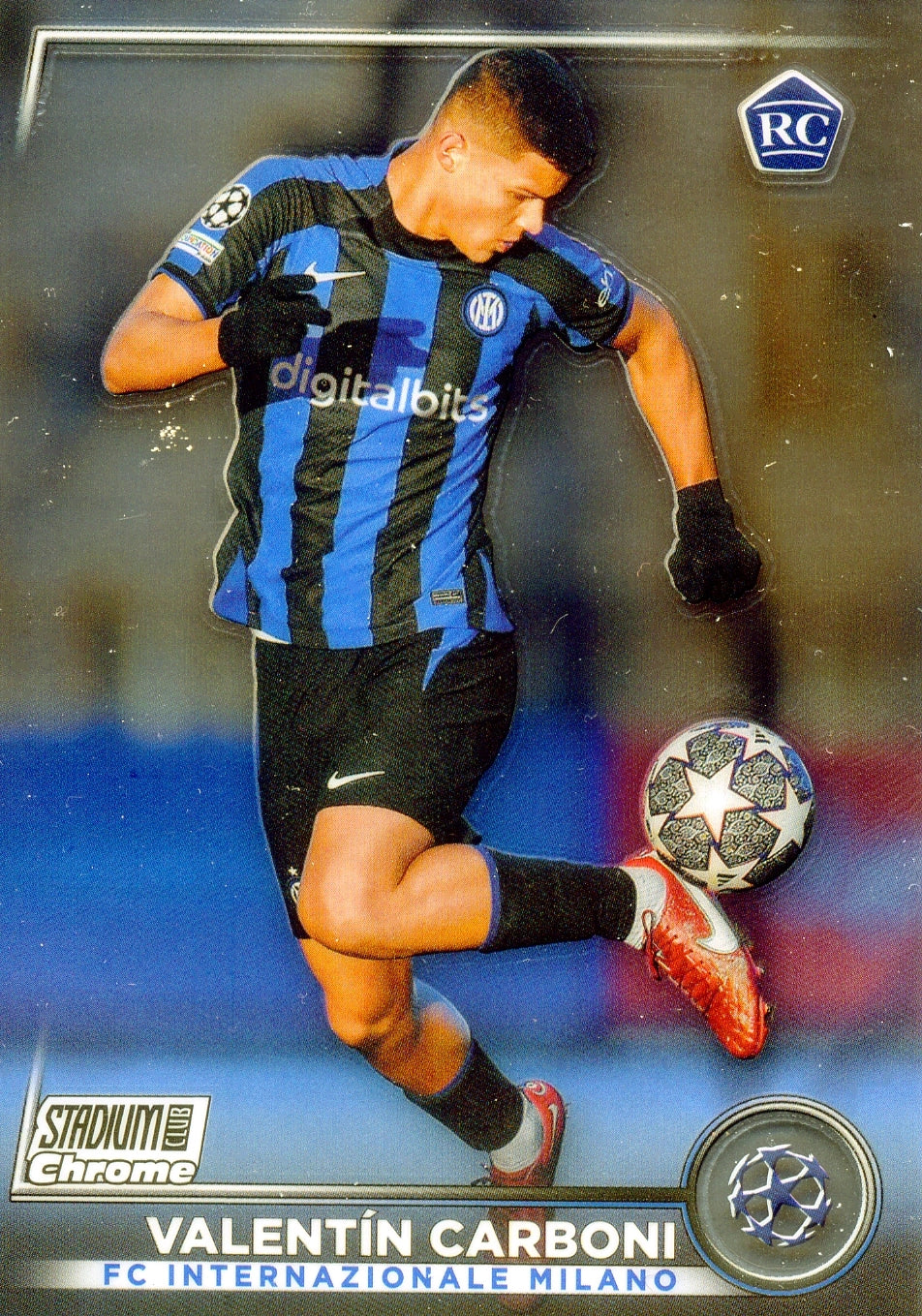 Cromo Trading Card Fútbol-Valentín Carboni-FC Internazionale Milano-Topps Stadium Club Uefa Chrome 2022-2023-#045-Básico Parallel