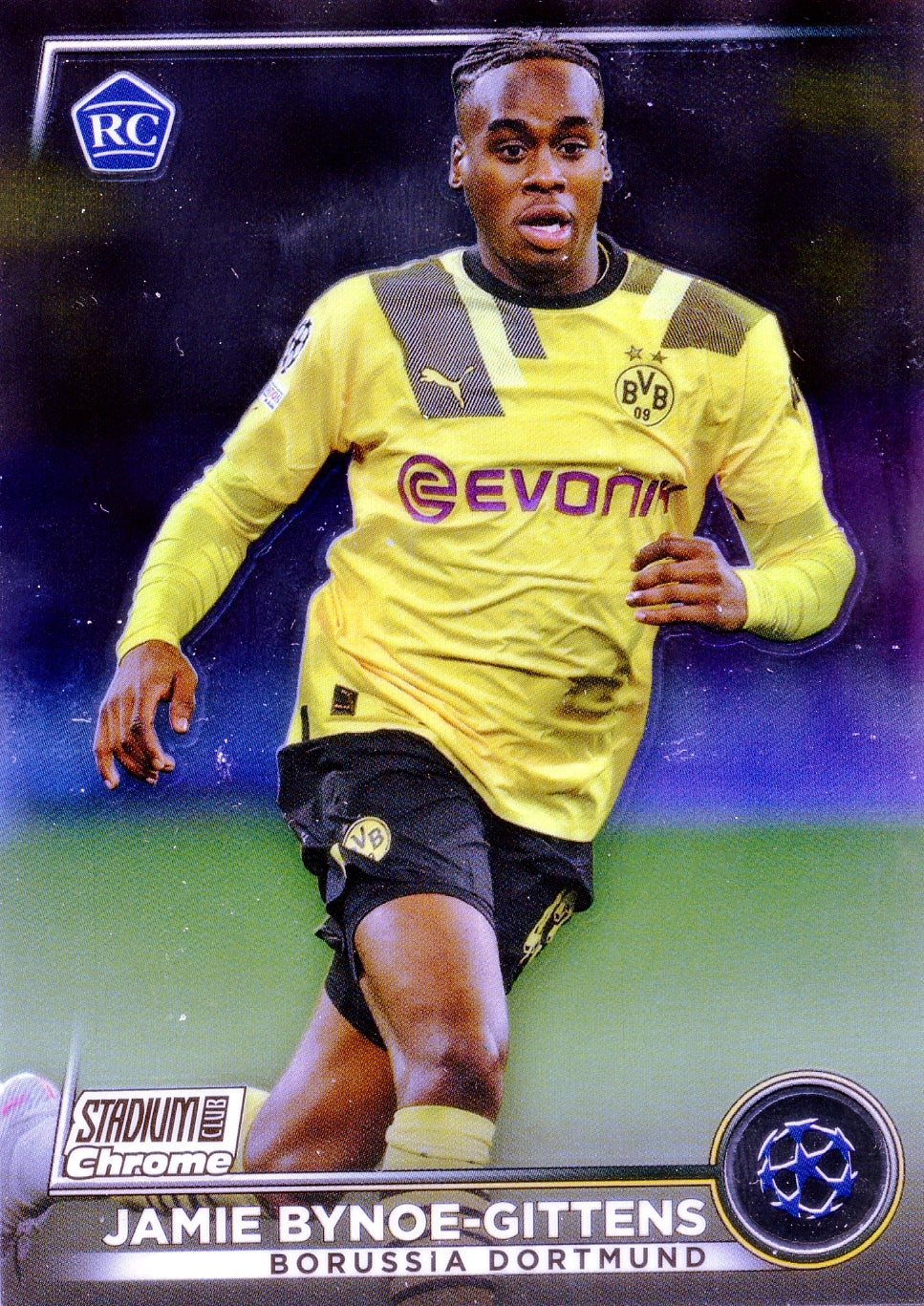 Cromo Trading Card Fútbol-Jamie Bynoe-Gittens-Borussia Dortmund-Topps Stadium Club Uefa Chrome 2022-2023-#046-Básico Parallel