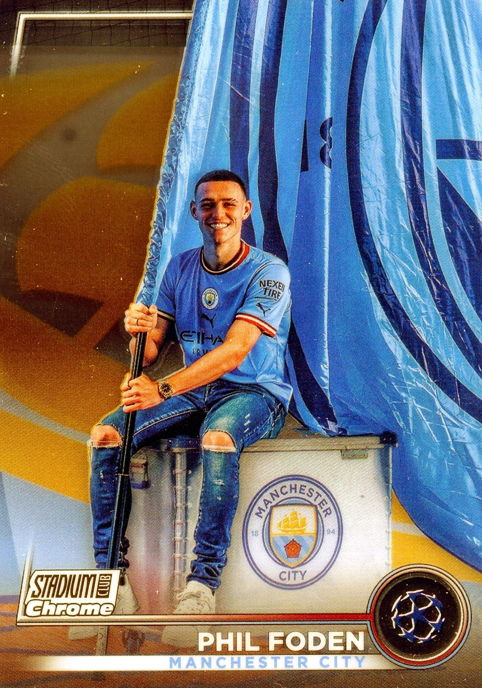 Cromo Trading Card Fútbol-Phil Foden-Manchester City-Topps Stadium Club Uefa Chrome 2022-2023-#047-Básico Parallel