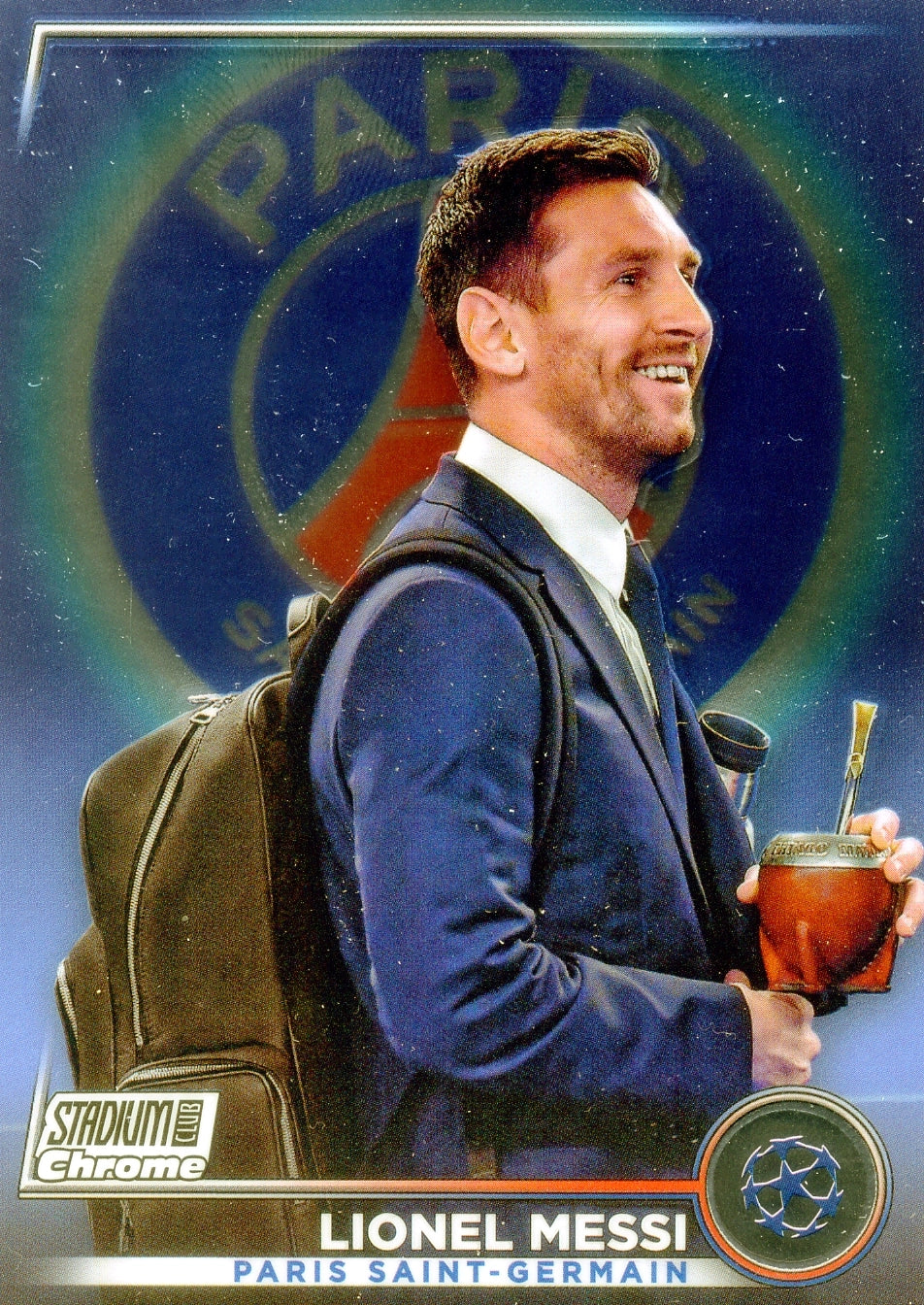Cromo Trading Card Fútbol-Lionel Messi-Paris Saint-Germain-Topps Stadium Club Uefa Chrome 2022-2023-#080-Básico Parallel