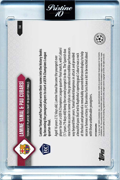 Lamine Yamal / Pau Cubarsí - 2024 - Topps Now UCL - Barcelona - #114 - Rookie - World Trading Cards - Tarjeta Fútbol - Cromos Pristine 10