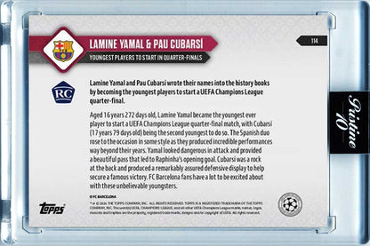 Lamine Yamal / Pau Cubarsí - 2024 - Topps Now UCL - Barcelona - #114 - Rookie - World Trading Cards - Tarjeta Fútbol - Cromos Pristine 10