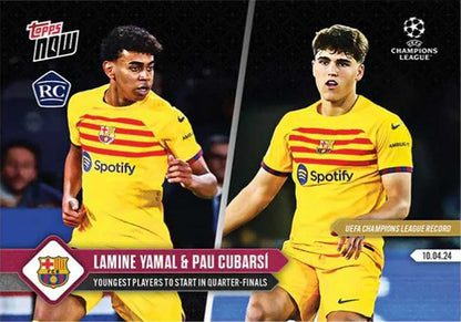 Lamine Yamal / Pau Cubarsí - 2024 - Topps Now UCL - Barcelona - #114 - Rookie - World Trading Cards - Tarjeta Fútbol - Cromo RAW