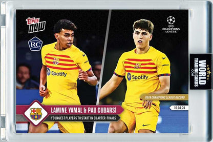 Lamine Yamal / Pau Cubarsí - 2024 - Topps Now UCL - Barcelona - #114 - Rookie - World Trading Cards - Tarjeta Fútbol - Cromos Pristine 10