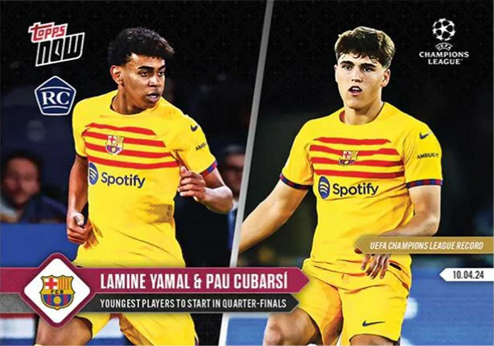 Lamine Yamal / Pau Cubarsí - 2024 - Topps Now UCL - Barcelona - #114 - Rookie - World Trading Cards - Tarjeta Fútbol - Cromo RAW
